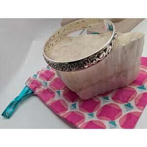 Brighton Silver Plated Scroll Filigree Bangle Bracelet with Pouch